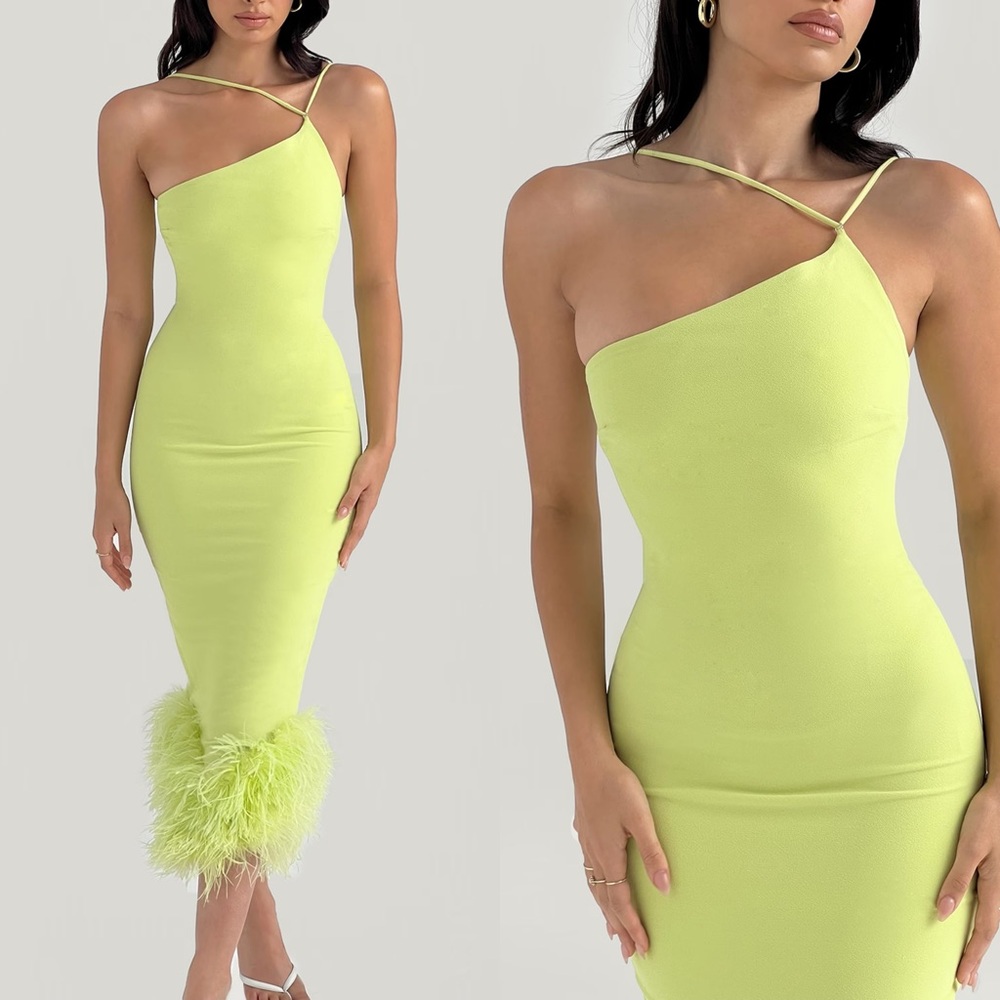 HOUSE OF CB Alessia Lime Midi Dress